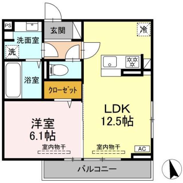 トルマリーナ相武台(1LDK/2階)の間取り写真