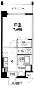 アンビシャス江崎(1K/3階)の間取り写真