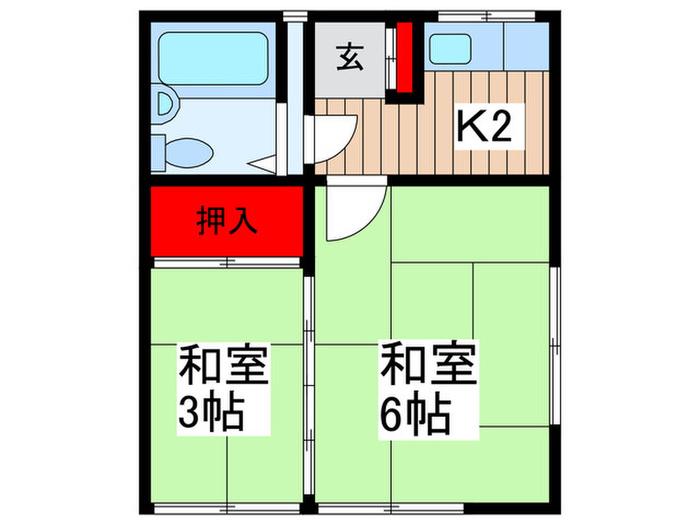 コーポ荒井(2K/2階)の間取り写真