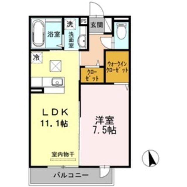 セントラルコート昭島(1LDK/1階)の間取り写真