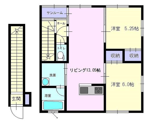 メゾン・ド・パルシェI(2LDK/2階)の間取り写真