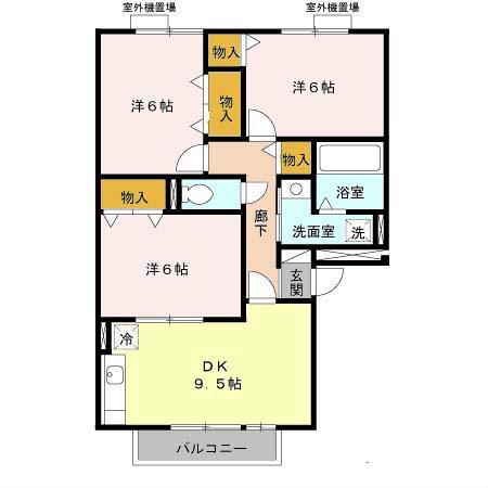 コートダジュール(3DK/2階)の間取り写真