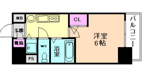 プレサンス天神橋ディオレ(1K/3階)の間取り写真