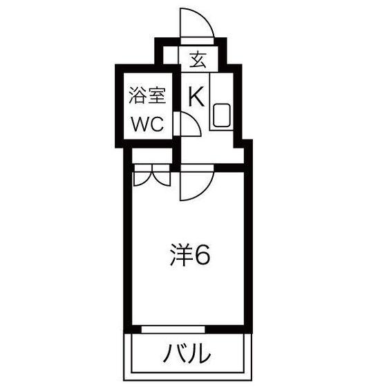 メゾンダイアナイン皆実(1K/6階)の間取り写真