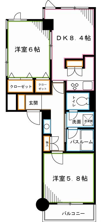 アステBAU(2DK/2階)の間取り写真