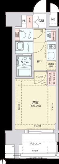 グランカリテ日本橋(1K/11階)の間取り写真