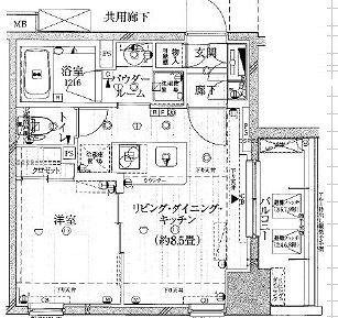 レルシール大島(1LDK/8階)の間取り写真