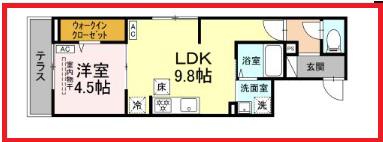 セレスティア谷在家II(1LDK/1階)の間取り写真