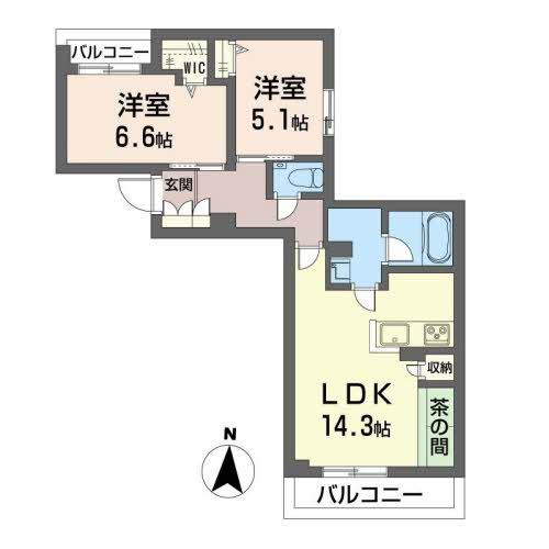 ポーラスターNH(2LDK/3階)の間取り写真