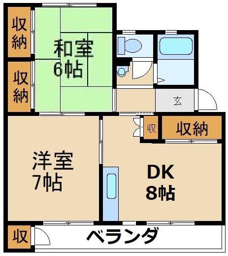 香里ヶ丘日東マンション D棟(2DK/3階)の間取り写真