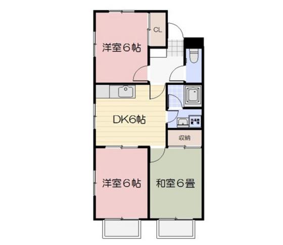 メゾンニューライフ B(3DK/1階)の間取り写真