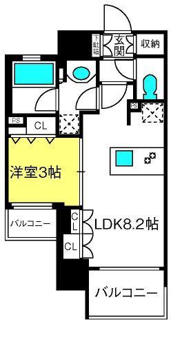ドゥーエ大宮II(1LDK/10階)の間取り写真