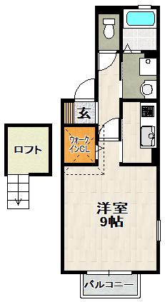 シャルマン松香園(1K/2階)の間取り写真