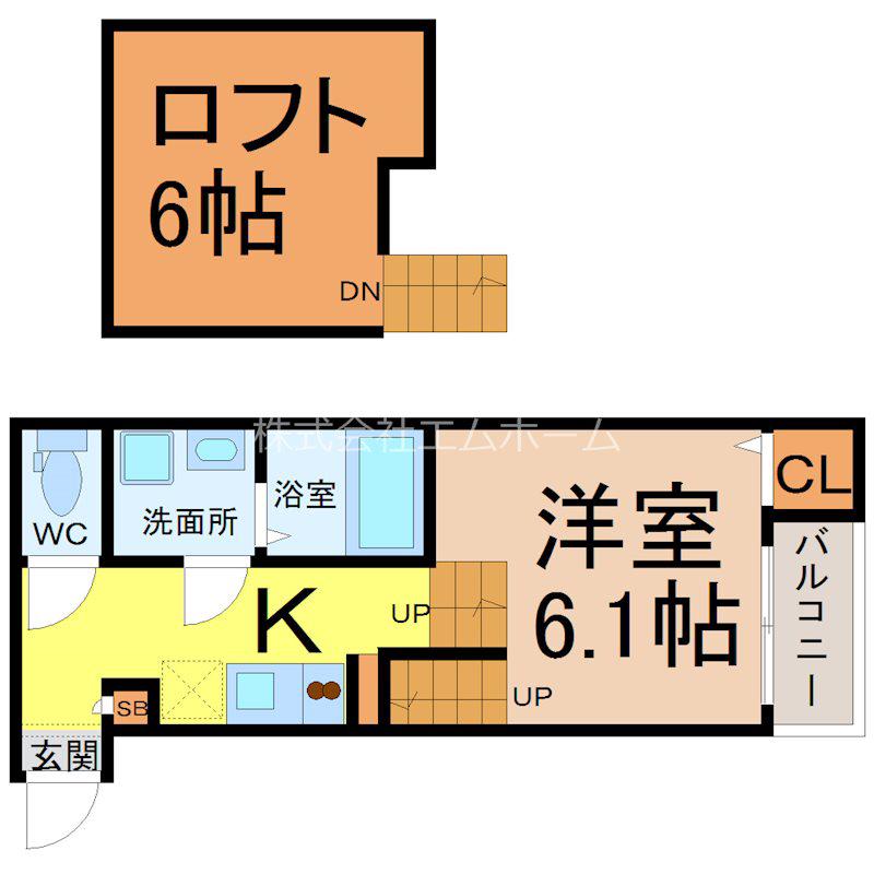 COUNTRY VILLA(1SK/2階)の間取り写真