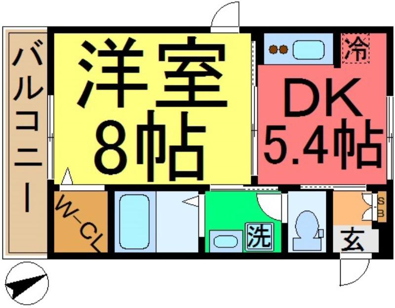 イリスガーデン宮元(1DK/3階)の間取り写真