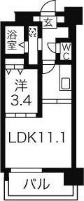 イリオス中島公園(1LDK/3階)の間取り写真