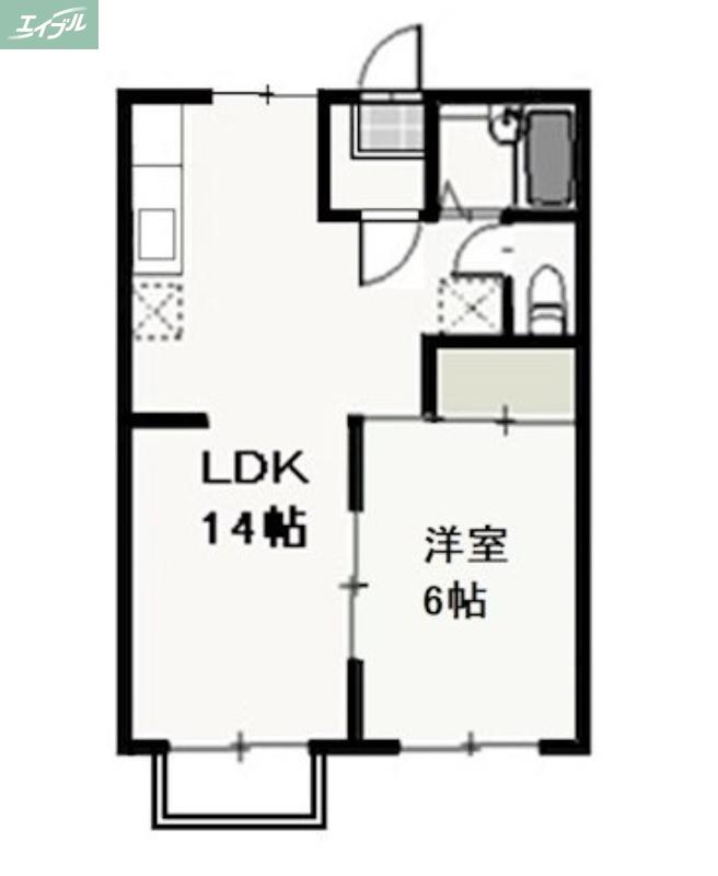 グリーン・グラス(1LDK/2階)の間取り写真