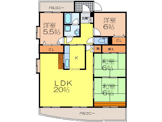 ノベルティ南茨木(4LDK/7階)の間取り写真