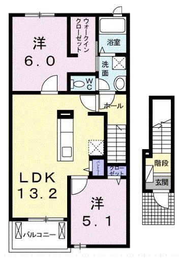 ラポームメゾンV(2LDK/2階)の間取り写真
