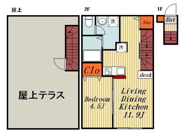 THE TERRACE 大和田(1LDK/2階)の間取り写真