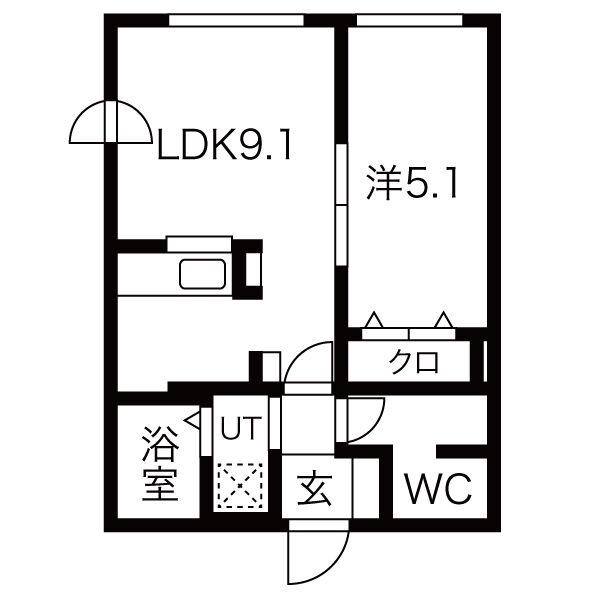 サン・ローズ琴似(1LDK/3階)の間取り写真