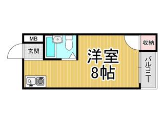 ジョイ立花(1K/3階)の間取り写真