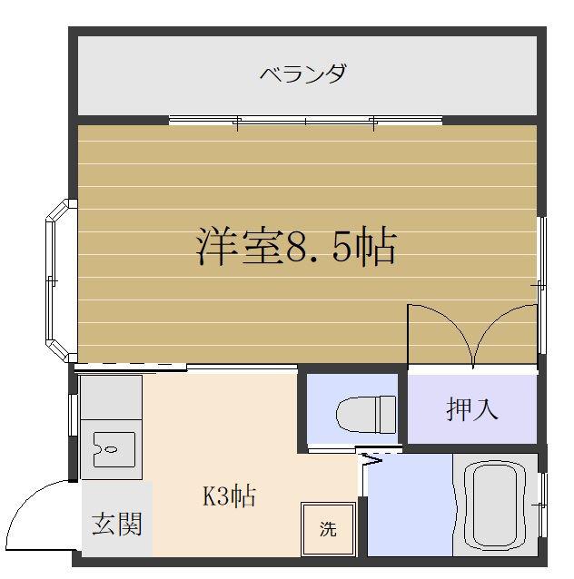 ハイツ順(1K/2階)の間取り写真