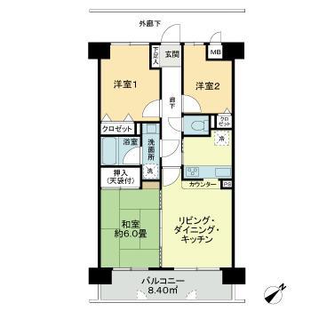 ハイホーム立川一番町(3LDK/3階)の間取り写真