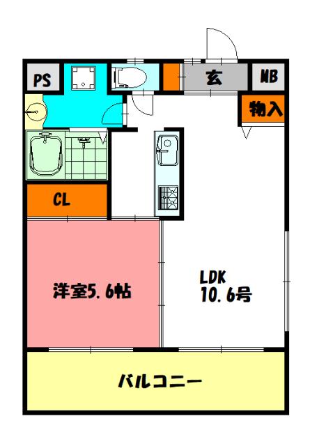 中西第3マンション(1LDK/2階)の間取り写真
