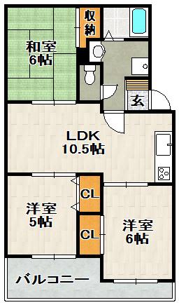 ヴァンベール(3LDK/2階)の間取り写真