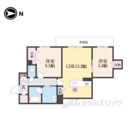 シャーメゾン CHOUETTE(2LDK/1階)の間取り写真
