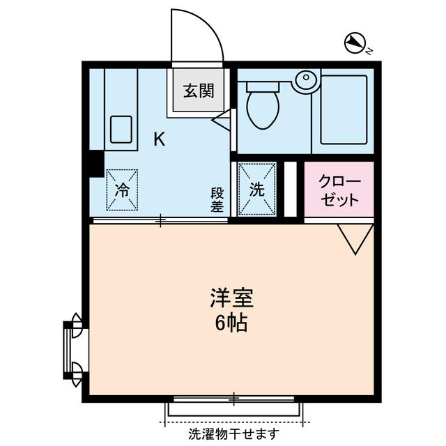 カディカワセII(1K/1階)の間取り写真