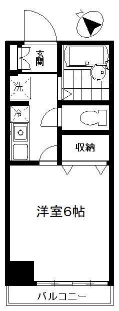 プラムコート(1K/2階)の間取り写真