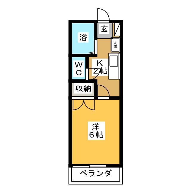 ルック西生田B(1K/1階)の間取り写真