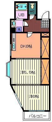 ベルエポックII(2DK/1階)の間取り写真