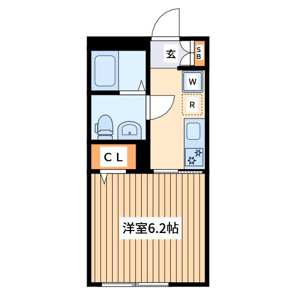エフティーカモイ フラット(1K/2階)の間取り写真