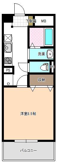 ベイシティ桔梗V(1K/4階)の間取り写真