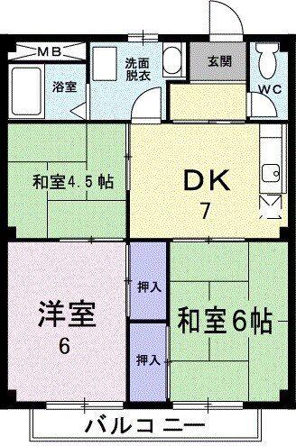 レピュートおんつか(3DK/2階)の間取り写真