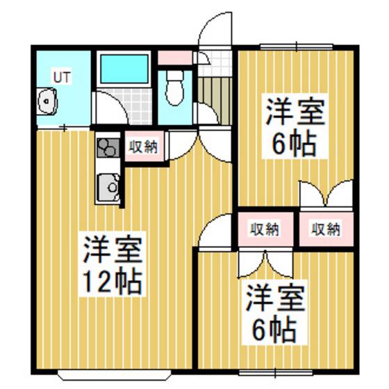 ニューホクトハイツII(2LDK/3階)の間取り写真