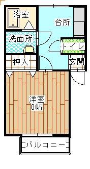 ドリームハウス芳賀(1K/2階)の間取り写真