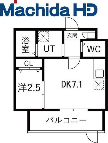 大浜北町シーエム・シス(1DK/2階)の間取り写真