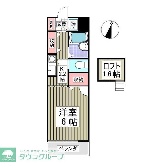 フロンティアIII D棟(1K/2階)の間取り写真