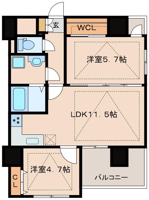 ノルデンハイム江坂アドバンス(2LDK/10階)の間取り写真
