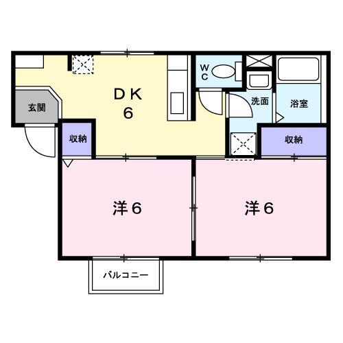 エリアール(2DK/2階)の間取り写真