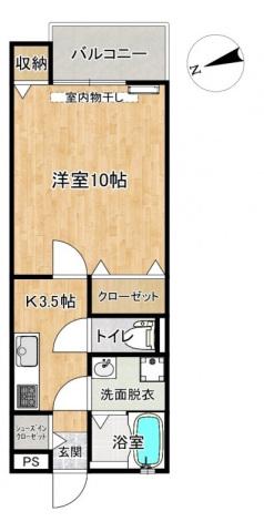 PURE GOLD(1K/1階)の間取り写真