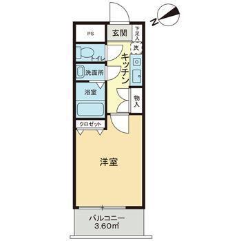 ライオンズマンション新宿東公園(1K/3階)の間取り写真
