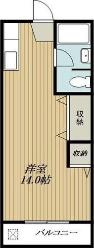 村上ハイツ(ワンルーム/2階)の間取り写真