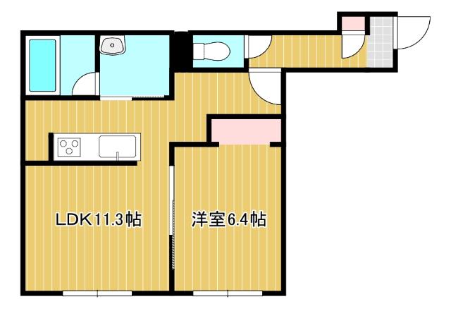 千歳市東郊AP(1LDK/1階)の間取り写真