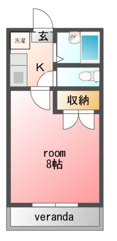 コーポジョイ(1K/2階)の間取り写真