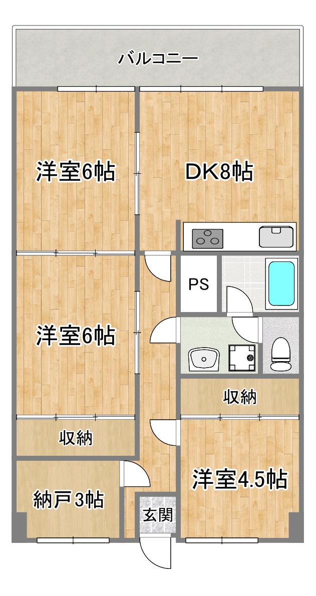 辻産業第1ビル(3SDK/8階)の間取り写真